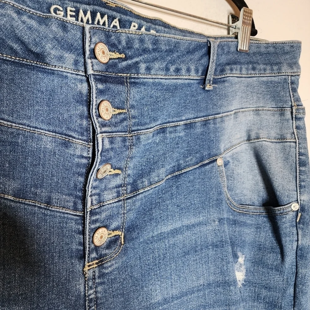 Gemma‎ Rae Stretch Denim Highrise Distressed Jeans Women's Plus Size 24W
